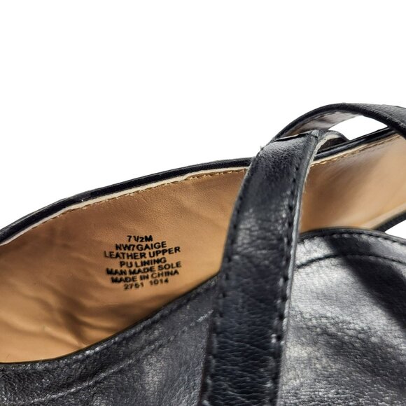 Nine West Gaige Open Toe Black Leather Heeled Bootie Women Size 7.5 Side Zip - Picture 10 of 11